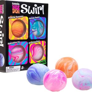 Schylling NeeDoh Teenie Swirl 4 Pack - Sensory Squeeze Toy - 1.5 in Diameter - Colors May Vary