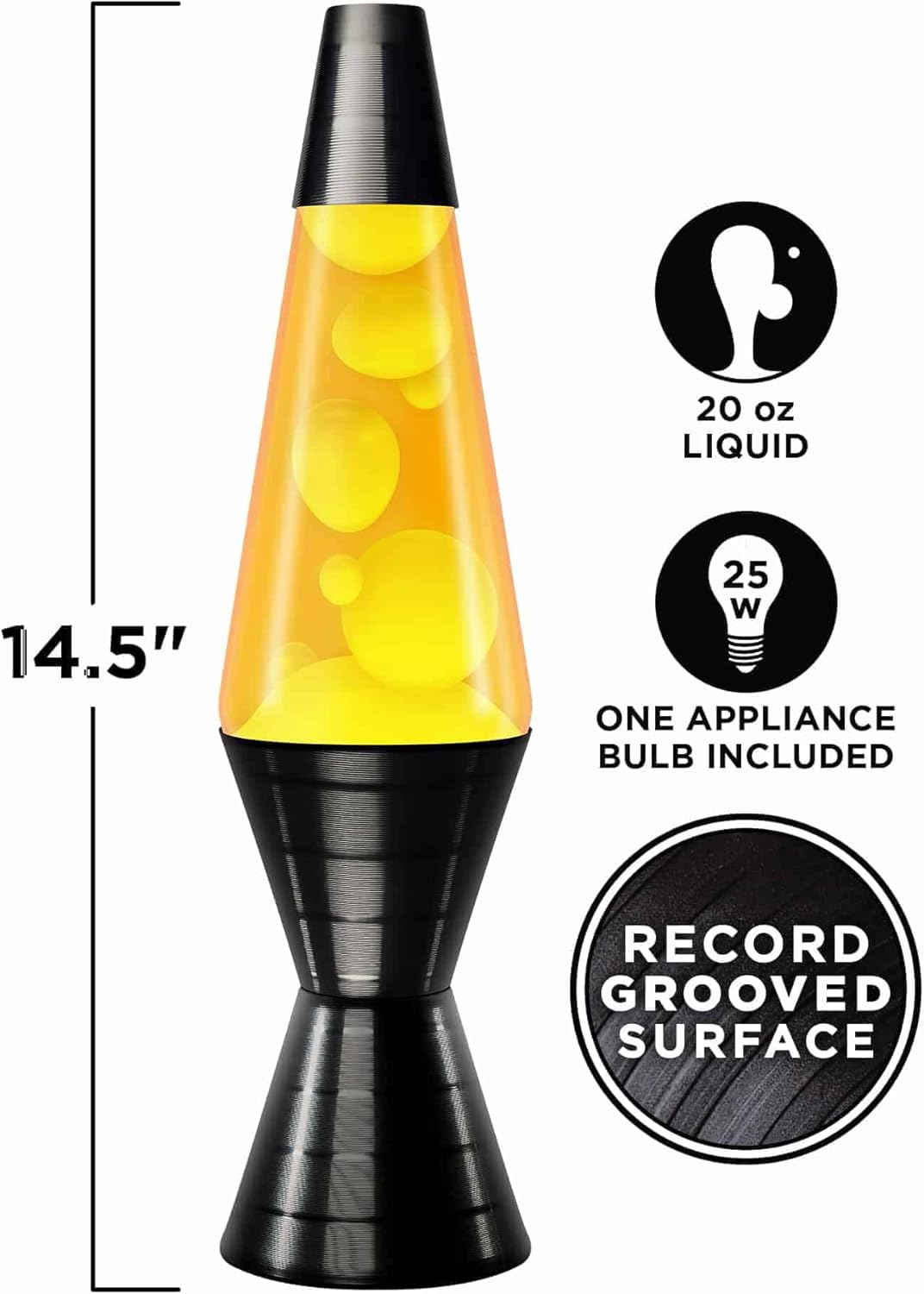 Lava? Lamp - 14.5” Vinyl Record Grooved Base - The Original Motion Light - Yellow Wax and Orange Liquid - Item #2017 - Image 2