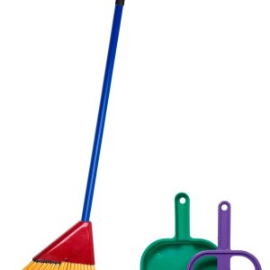 Schylling Children-s Broom Set - Kids Pretend Play Cleaning Kit - Includes Broom. Dustpan. and Brush - Ages 3 and Up