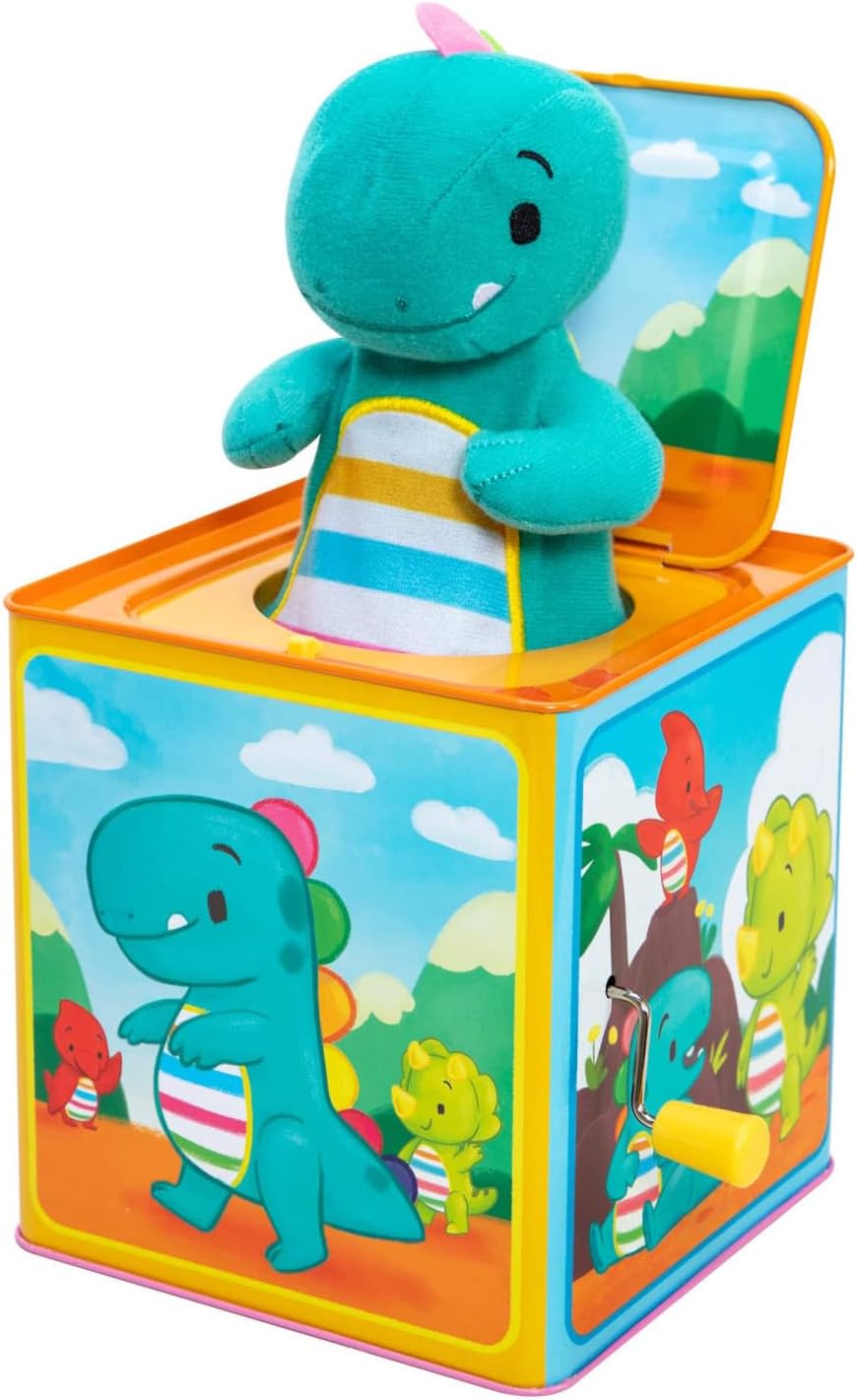 Schylling Brand Baby Dino Jack in The Box - Classic Tin Musical Popping Toy - Ages 18 Months to 4 Years - Image 3