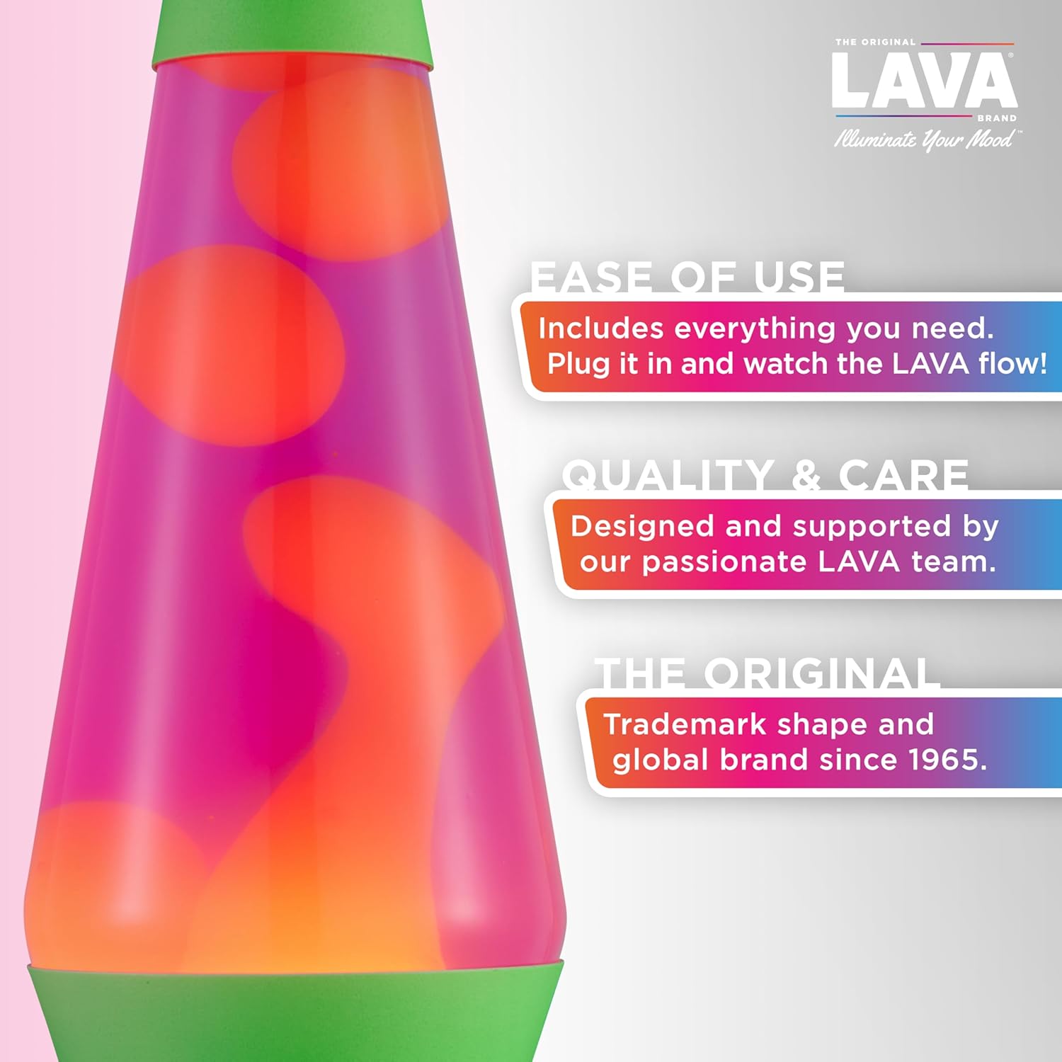 Lava The Original Lamp - 14.5 Neon Green - Classic Liquid Motion Lamp - Orange and Pink Liquid - Item #2096 (Amazon Exclusive) - Image 2